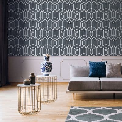 Graham and Brown Julien MacDonald Disco Vogue Trellis Navy 112093 Wallpaper