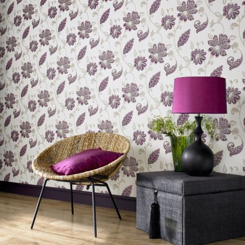 Graham and Brown Premier Juliet Plum 19598 Wallpaper (Limited Stock, Please Ring to Check Batches)