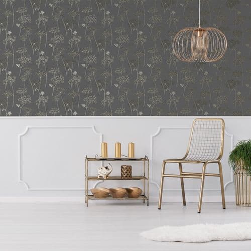 Graham and Brown Wild Flower Charcoal 108608 Wallpaper