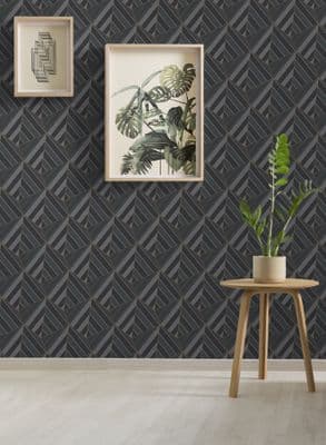 Grandeco Prism Black Geometric A38002 Wallpaper