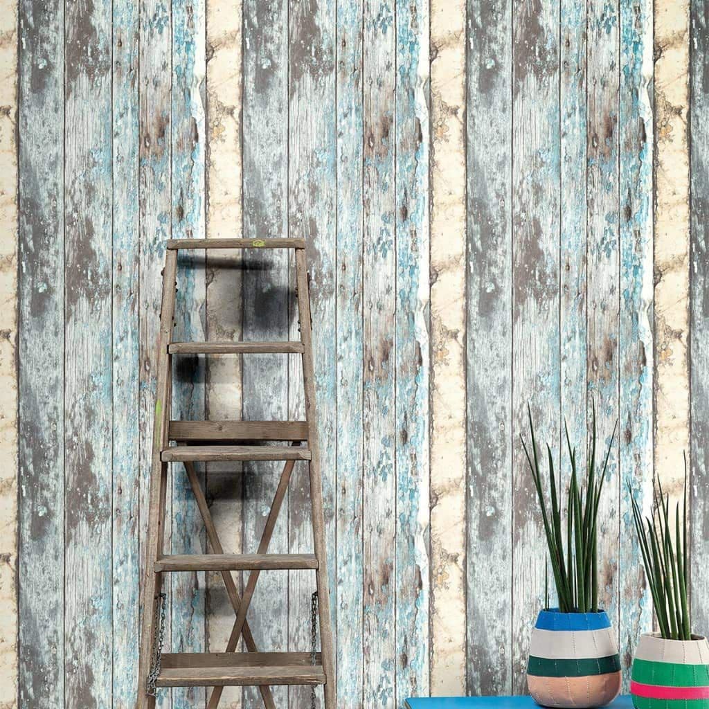 Rustic Blue Wood Wallpaper Queen Blue Color Wood Planks - Etsy