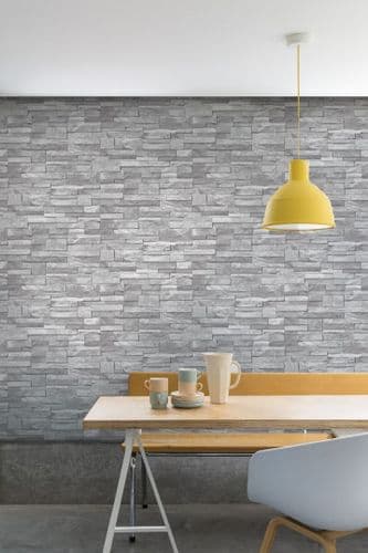 Grandeco Stone Effect Grey A17202 Wallpaper
