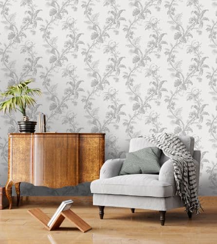 Holden Decor Alocasia Tropical Floral Grey 36041 Wallpaper