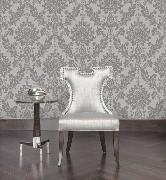 Holden Decor Clara Damask Grey 35391 Wallpaper