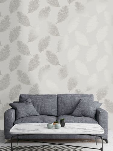 Holden Decor Fawning Feather Grey/Silver 12626 Wallpaper