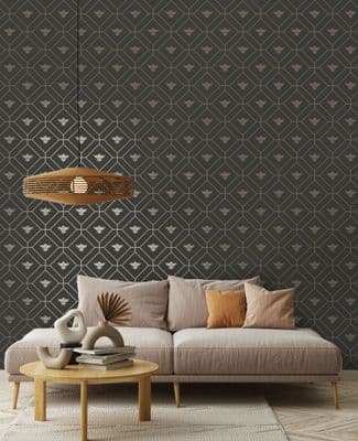 Holden Decor Honeycomb Bee Charcoal Gold 13081 Wallpaper