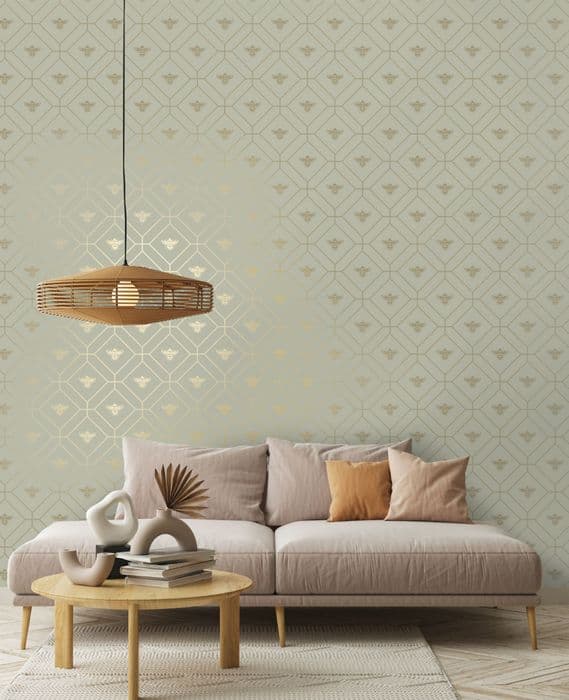 Holden Decor Honeycomb Bee Green 13080 Wallpaper