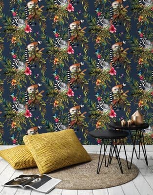 Holden Decor Lemur Midnight Blue 12403 Wallpaper