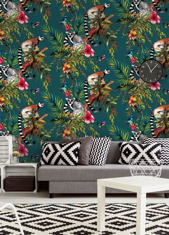 Holden Decor Lemur Teal 12402 Wallpaper