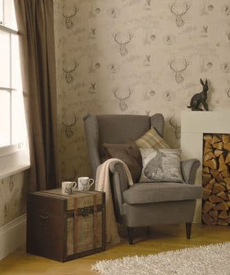 Holden Decor Richmond Beige Stag 98012 Wallpaper