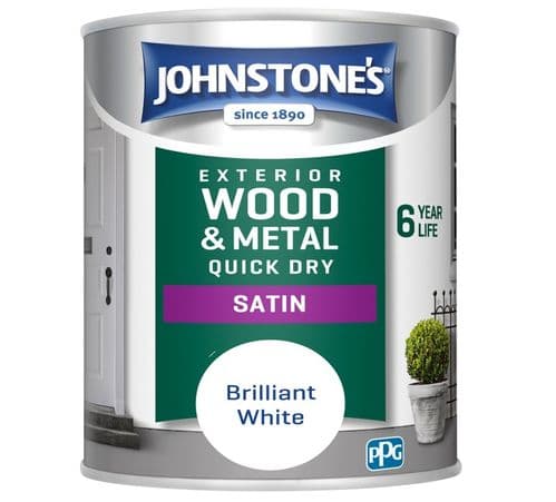 Johnstone's Exterior Quick Dry Satin 750ml - Brilliant White