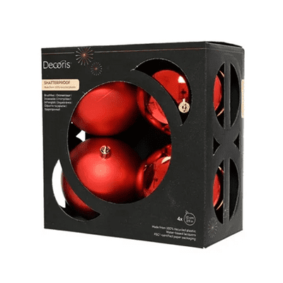 Kaemingk Baubles Polystyrene - Christmas Red - Pack 4