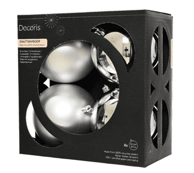 Kaemingk Baubles Polystyrene - Silver - Pack 4