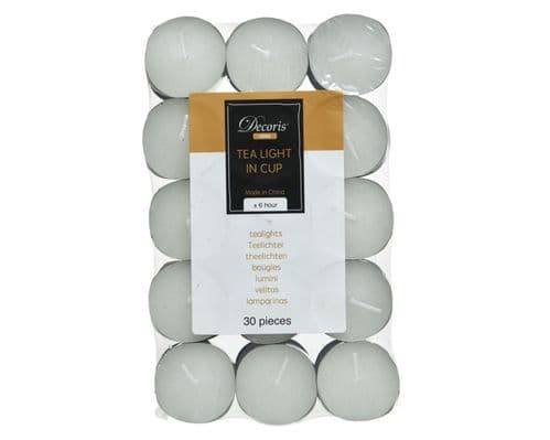 Kaemingk White Wax Tealights - Pack 30