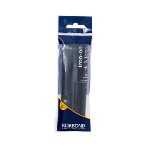 Korbond Hook & Loop Iron On Black - 2cm x 50cm