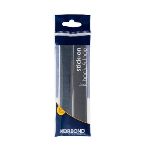 Korbond Hook & Loop Stick On - Black 2cm x 50cm