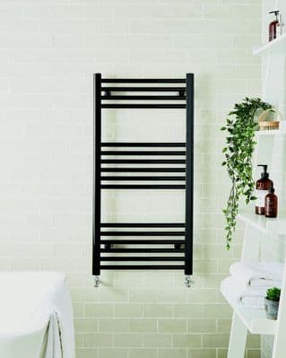 Kvit - Straight Black Towel Rail - 22mm x 600mm x 800mm