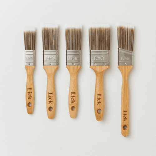 LickTools Bamboo Handle Brush Set - 1" Flat / 1.5" Flat X2 / 1.5" Angle Sash / 2" Flat