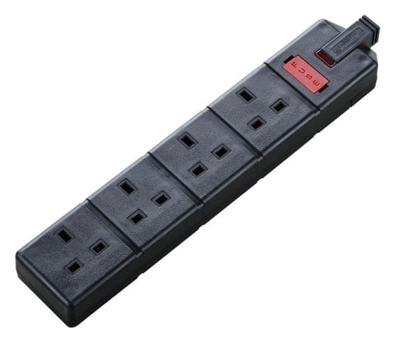 Masterplug Trailing Socket Masterplug 4 Socket 13 Amp Heavy Duty Trailing Socket - Black