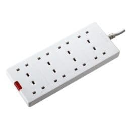 Masterplug 8 Gang 2m White Extension Lead - 13amp