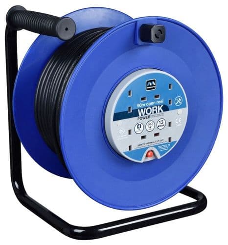 Masterplug Open Cable Reel 4 Gang - 50m / 240v