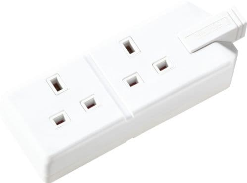 Masterplug Twin Extension Socket - White
