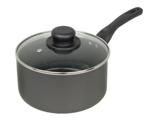 Mtk Housewares Sauce Pan & Glass Lid Non Stick - 18cm