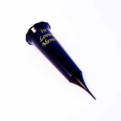 Oasis Grave Vase Spike - Black/Gold Script