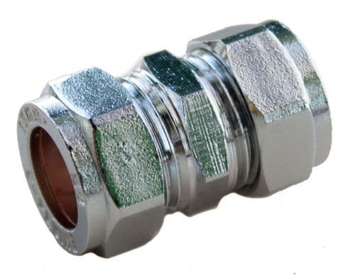Oracstar Compression Straight Connector - 15mm x 15mm Chrome