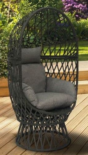 Pagoda Garden Furniture Set Rattan Swivel Egg Chair - Charcoal/ Grey