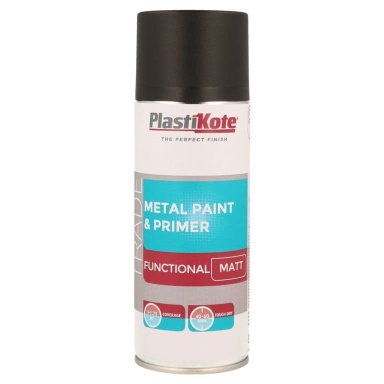 PlastiKote Metal Spray Paint 400ml Black Matt