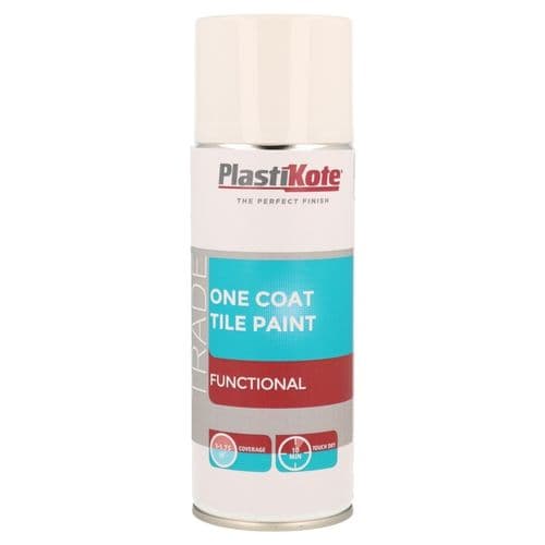 PlastiKote One Coat Tile Paint 400ml Spray - White