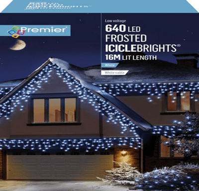 Premier - Multi Action 640 LED Frosted Cap Icicles - White