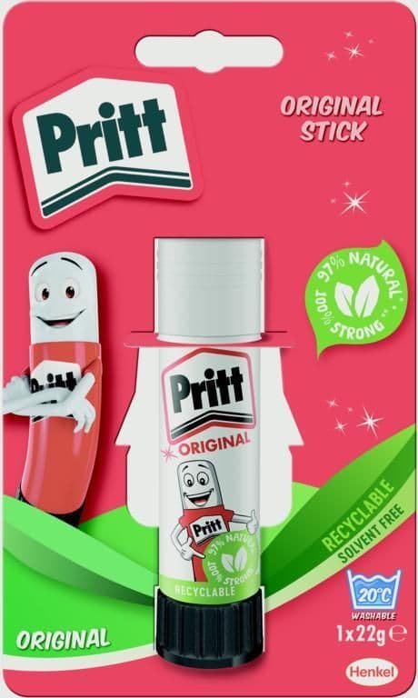 Pritt Stick Colla Stick Media 22g - 90% Ingredienti Rinnovabili, Lavabile, Adesione Forte - Ideale Per Carta, Cartone, Foto