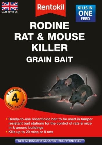 Rentokil Rodine Rat & Mouse Killer Grain Bait - 4 Sachet