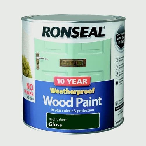 Ronseal 10 Year Weatherproof Gloss Wood Paint - 2.5L Racing Green