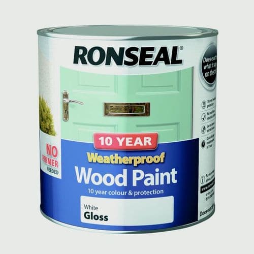 Ronseal 10 Year Weatherproof Gloss Wood Paint - 2.5L White