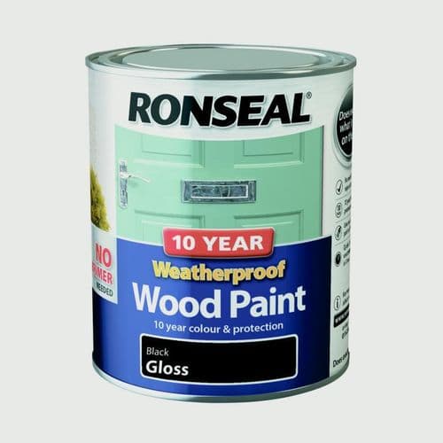 Ronseal 10 Year Weatherproof Gloss Wood Paint - 750ml / Black