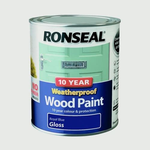 Ronseal 10 Year Weatherproof Gloss Wood Paint - 750ml / Royal Blue