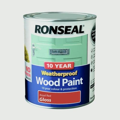 Ronseal 10 Year Weatherproof Gloss Wood Paint - 750ml Royal Red