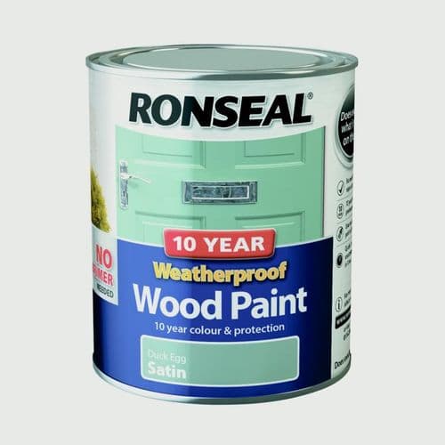 Ronseal 10 Year Weatherproof Satin Wood Paint - 750ml / Duck Egg
