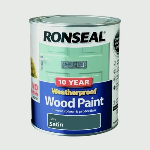 Ronseal 10 Year Weatherproof Satin Wood Paint - 750ml Grey