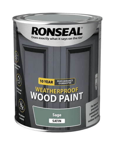 Ronseal 10 Year Weatherproof Satin Wood Paint - 750ml / Sage
