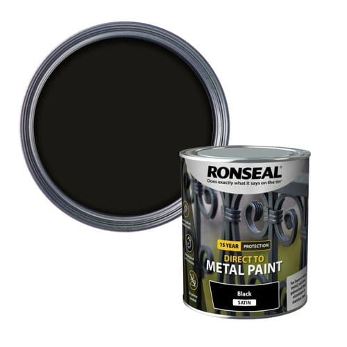 Ronseal Direct To Metal Paint 750ml - Black Satin