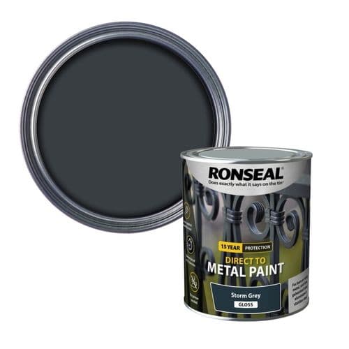 Ronseal Direct To Metal Paint 750ml - Storm Grey Gloss