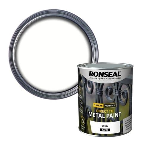 Ronseal Direct To Metal Paint 750ml - White Satin