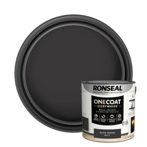 Ronseal One Coat Everywhere Matt  Paint 2.5L - Black Pepper