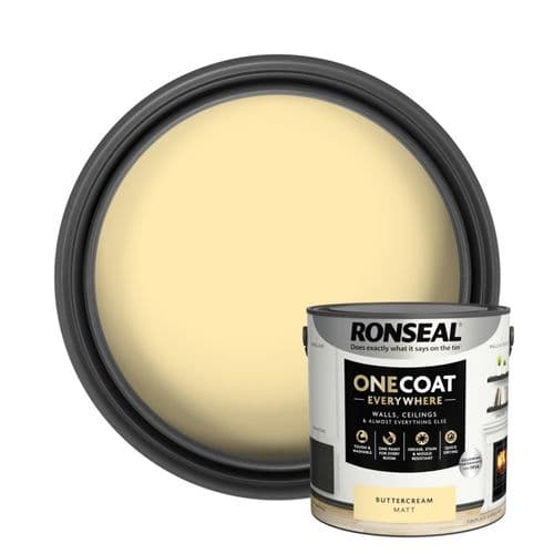 Ronseal One Coat Everywhere Matt  Paint 2.5L - Buttercream