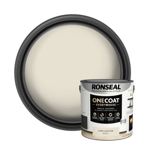 Ronseal One Coat Everywhere Matt  Paint 2.5L - Pure Cotton