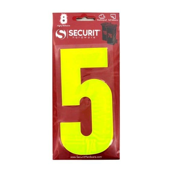 Securit Hi Vis Self Adhesive Wheelie Bin Numbers - No 5 160mm